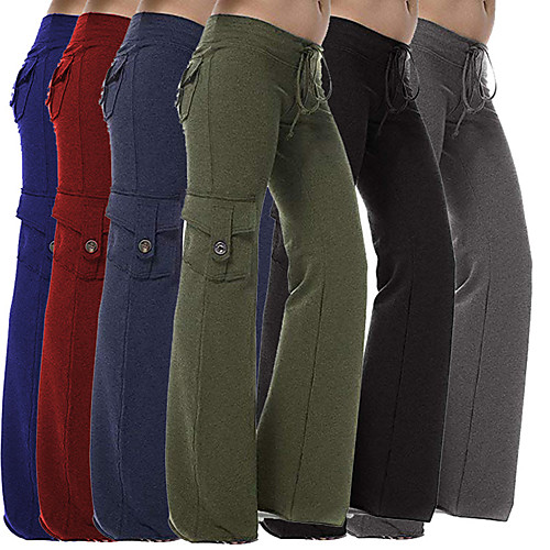 

Women's Yoga Pants Wide Leg Drawstring Solid Color Red Navy Blue Ink Blue Black Military Green Cotton Dance Fitness Gym Workout Bottoms Sport Activewear Breathable Quick Dry Soft Loose