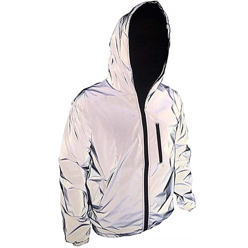 

Men's Long Sleeve Running Track Jacket Reflective Jacket Hoodie Jacket Full Zip Jacket Hoodie Street Athleisure High Visibility Reflective Windproof Fitness Running Jogging Sportswear Solid Colored