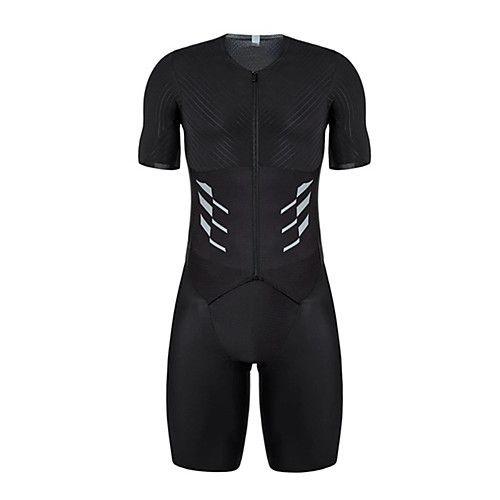 

21Grams Men's Short Sleeve Triathlon Tri Suit Black Bike Clothing Suit UV Resistant Breathable Quick Dry Sweat-wicking Sports Solid Color Mountain Bike MTB Road Bike Cycling Clothing Apparel