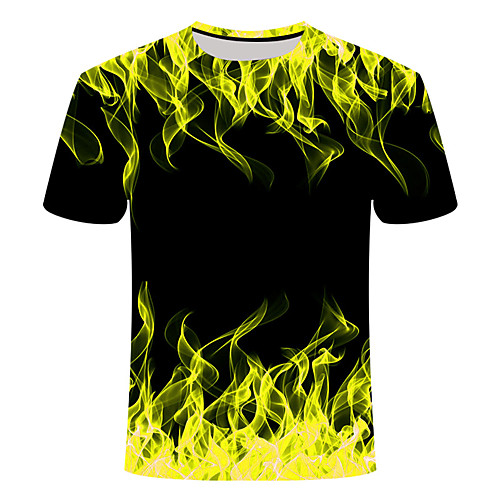 

Men's 3D Graphic Print Slim T-shirt Daily Round Neck Red / Yellow / Green / Short Sleeve