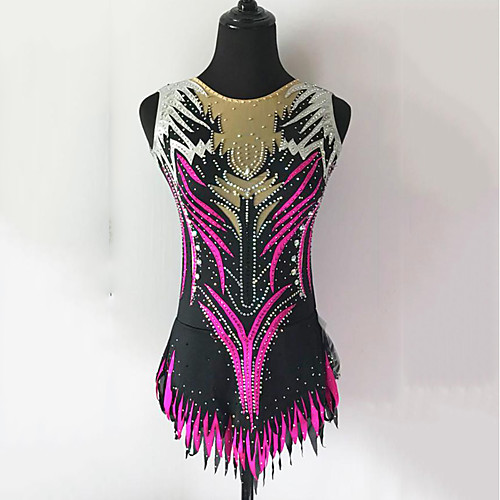 

21Grams Rhythmic Gymnastics Leotards Artistic Gymnastics Leotards Women's Girls' Leotard Purple Spandex High Elasticity Handmade Jeweled Diamond Look Sleeveless Competition Dance Rhythmic Gymnastics