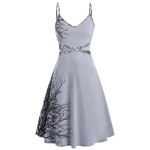 

Women's Skater Dress - Sleeveless Color Block Spring & Summer Strap Elegant Slim 2020 Blue Purple Black Combo Gray S M L XL XXL
