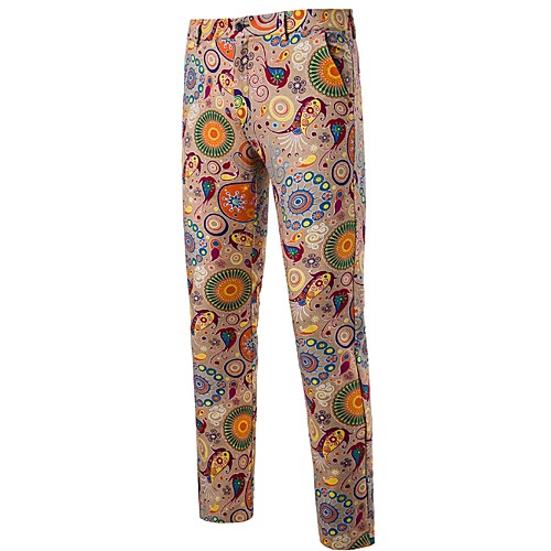 

Men's Basic Chinos Pants Print Full Length Orange