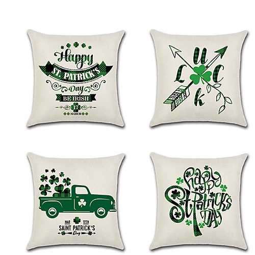 

Set of 4 Linen Pillow Cover Holiday Cartoon Car Traditional Rustic Casual Throw Pillow 4545 cm