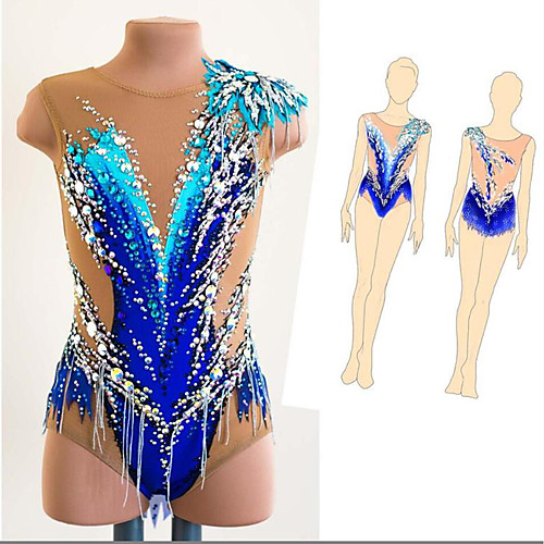 

21Grams Rhythmic Gymnastics Leotards Artistic Gymnastics Leotards Women's Girls' Kids Leotard Spandex High Elasticity Breathable Handmade Sleeveless Training Dance Rhythmic Gymnastics Artistic
