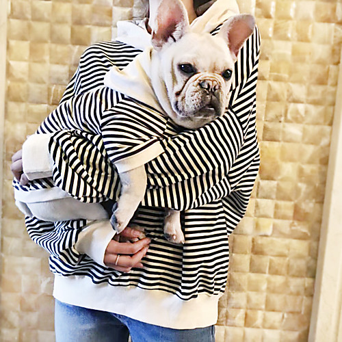 

Dog Hoodie Matching Outfits Striped Stripes Casual / Sporty Sports Casual / Daily Dog Clothes Puppy Clothes Dog Outfits Breathable Black Beige Costume for Girl and Boy Dog Cotton Women M XS S M L XL