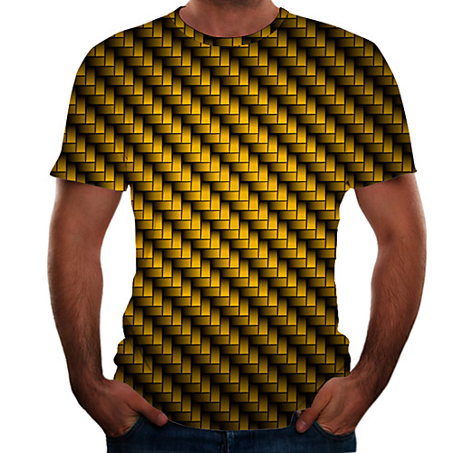 

Men's Plus Size 3D Graphic T-shirt Basic Daily Weekend Round Neck Yellow / Short Sleeve