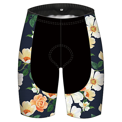 

21Grams Men's Women's Cycling Shorts Bike Pants / Trousers Padded Shorts / Chamois Bottoms Breathable 3D Pad Quick Dry Sports Floral Botanical Black / Yellow Mountain Bike MTB Road Bike Cycling
