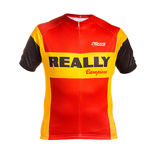 

21Grams Men's Short Sleeve Cycling Jersey Winter RedGolden National Flag Bike Jersey Top Mountain Bike MTB Road Bike Cycling UV Resistant Breathable Quick Dry Sports Clothing Apparel / Stretchy