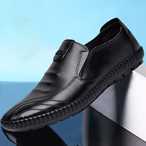 

Men's Spring & Summer / Fall & Winter Casual Daily Outdoor Loafers & Slip-Ons Walking Shoes Faux Leather / PU Breathable Waterproof Non-slipping Black / Brown Slogan