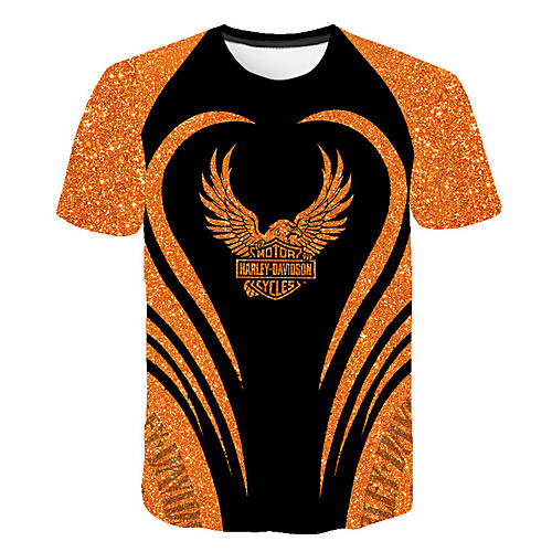 

Men's T shirt Geometric Plus Size Print Short Sleeve Daily Tops Basic Streetwear Orange