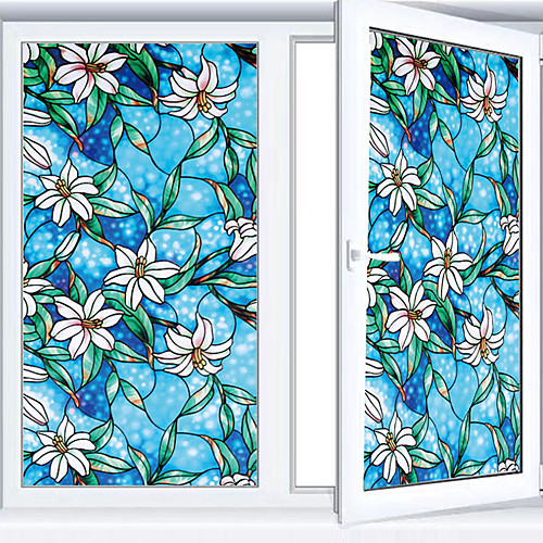 

Vinyl Static Cling Window ShadeBlue Orchid Privacy Stained Glass Decorative Window Film Heat Control Window Tint / Window Sticker / Door Sticker 10045CM