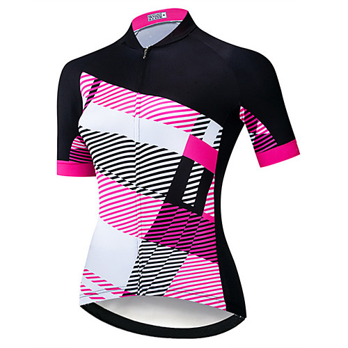 

21Grams Women's Short Sleeve Cycling Jersey Black / Red Stripes Bike Jersey Top Mountain Bike MTB Road Bike Cycling UV Resistant Breathable Quick Dry Sports Clothing Apparel / Stretchy / Race Fit