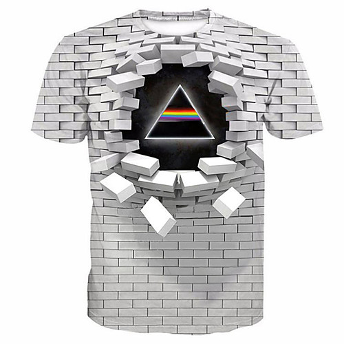

Men's 3D Graphic Print T-shirt Casual Round Neck White / Purple / Blushing Pink / Gold / Green / Summer / Short Sleeve