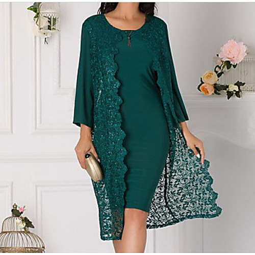 

3/4 Length Sleeve Coats / Jackets Chiffon / Lace Wedding Women's Wrap With Lace / Split Joint