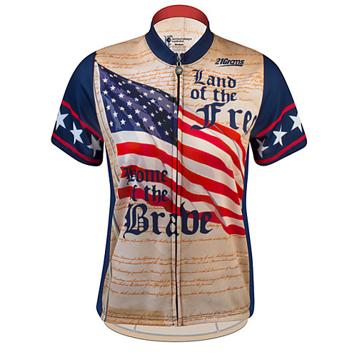 

21Grams Men's Short Sleeve Cycling Jersey Spandex BrownGray American / USA National Flag Bike Jersey Top Mountain Bike MTB Road Bike Cycling UV Resistant Quick Dry Breathable Sports Clothing Apparel