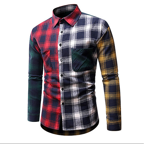 

Men's Plaid Shirt Daily Black / Red / Yellow / Green / Long Sleeve