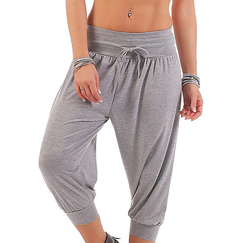 

Men's Women's Yoga Pants Drawstring Solid Color Black Dark Grey Army Green Burgundy Gray Fitness Gym Workout 3/4 Capri Pants Sport Activewear Breathable Quick Dry Soft