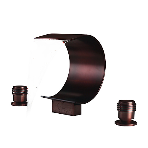 

Bathroom Sink Faucet - Waterfall Oil-rubbed Bronze Widespread Two Handles Three HolesBath Taps