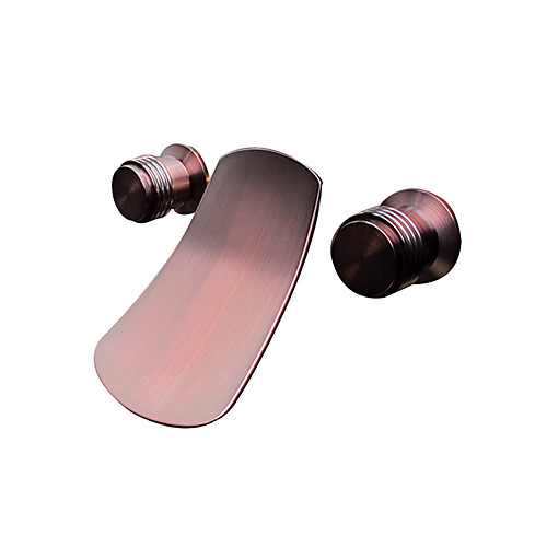 

Bathroom Sink Faucet - Wall Mount / Waterfall Oil-rubbed Bronze Wall Mounted Two Handles Three HolesBath Taps