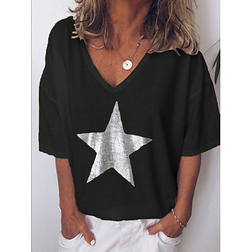 

Women's Solid Colored T-shirt Daily V Neck White / Black / Blue / Purple / Red / Yellow / Blushing Pink