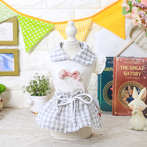 

Dog Cat Costume Shirt / T-Shirt Dress Dog Clothes Breathable Blue Costume Beagle Bichon Frise Schnauzer Cotton Plaid / Check Bowknot Casual / Sporty Cute XS S M L XL