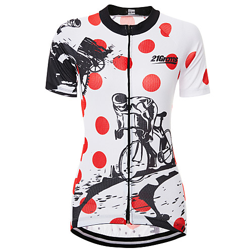 

21Grams Dot Gear Women's Short Sleeve Cycling Jersey - Red / White Bike Jersey Top Breathable Quick Dry Moisture Wicking Sports Terylene Mountain Bike MTB Clothing Apparel / Micro-elastic / Race Fit