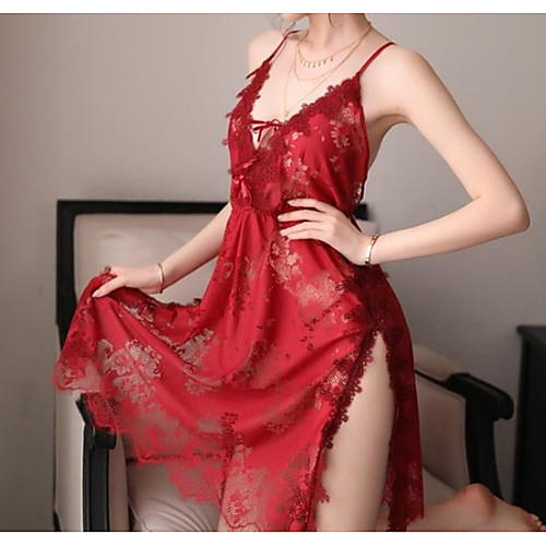 

Women's Lace / Backless / Mesh Suits Nightwear Jacquard / Solid Colored Black White Red One-Size