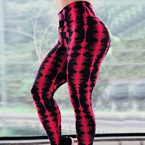 

Women's High Waist Yoga Pants Leggings Tummy Control Butt Lift Moisture Wicking Tie Dye Black / Red Fitness Gym Workout Running Sports Activewear High Elasticity Skinny / Breathable