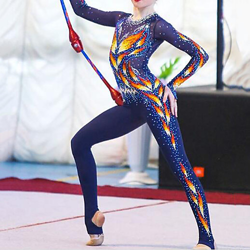 

21Grams Rhythmic Gymnastics Leotards Artistic Gymnastics Leotards Women's Girls' Kids Leotard Spandex High Elasticity Breathable Handmade Long Sleeve Training Dance Rhythmic Gymnastics Artistic