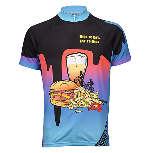 

21Grams Men's Short Sleeve Cycling Jersey Black / Blue Novelty Oktoberfest Beer Bike Jersey Top Mountain Bike MTB Road Bike Cycling UV Resistant Breathable Quick Dry Sports Clothing Apparel