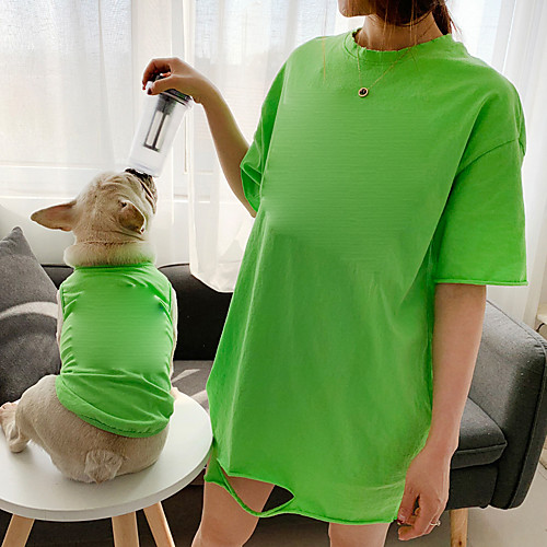 

Dog Cat Costume Shirt / T-Shirt Matching Outfits Dog Clothes Breathable White Orange Green Costume Bulldog Bichon Frise Schnauzer Cotton Solid Colored Simple Style Casual / Sporty Women M S M L XL XXL