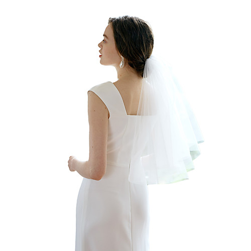 

Two-tier Sweet Wedding Veil Shoulder Veils with Solid Tulle