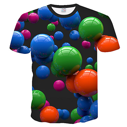 

Men's Plus Size Color Block 3D T-shirt Basic Daily Weekend Round Neck Rainbow / Short Sleeve