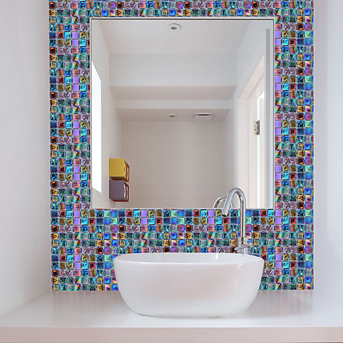 

Funlife 1010cm18pcs Mosaic Self-Adhesive Waterproof DIY Wall Art Home Kitchen Bedroom Bathroom kitchen Tile Sticker Wall Sticker