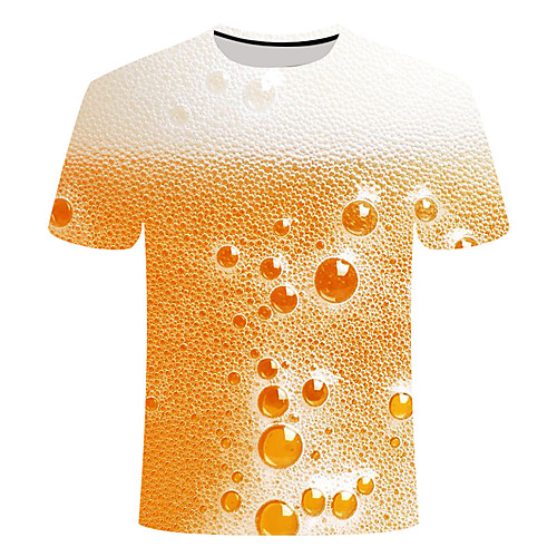 

Men's T shirt Geometric Plus Size Print Short Sleeve Daily Tops Basic Streetwear Yellow