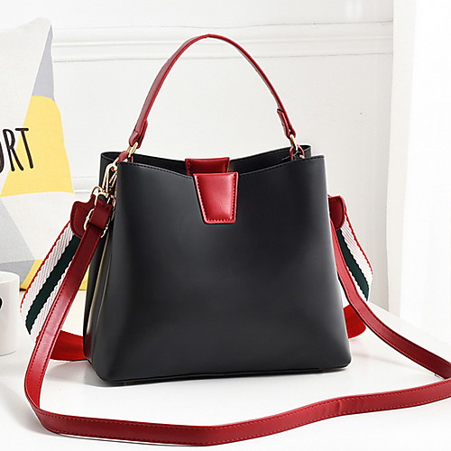 

Women's Zipper PU Top Handle Bag Geometric Pattern Black