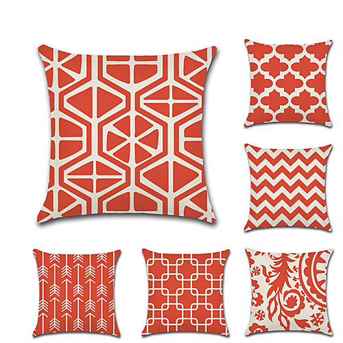 

Set of 6 Linen Pillow Cover Geometic Damask Casual Chic & Modern Throw Pillow 4545 cm