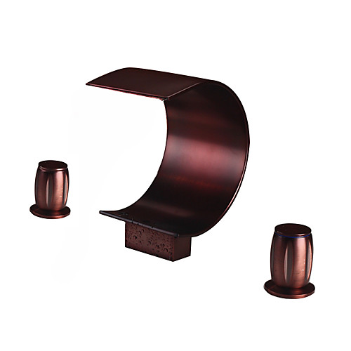 

Bathroom Sink Faucet - Waterfall Oil-rubbed Bronze Widespread Two Handles Three HolesBath Taps