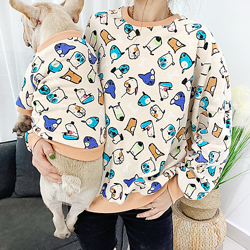 

Dog Costume Shirt / T-Shirt Matching Outfits Winter Dog Clothes Warm Blue Pink Beige Costume Bulldog Bichon Frise Schnauzer Fleece Cartoon Animal Cute Women M S M L XL XXL