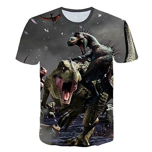 

Men's 3D Slim T-shirt Daily Round Neck Gray / Short Sleeve