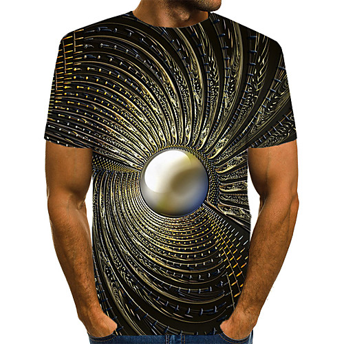 

Men's Plus Size Color Block 3D Print T-shirt Street chic Exaggerated Daily Holiday Round Neck Black / Short Sleeve
