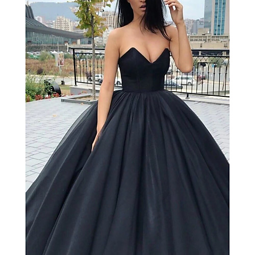

Ball Gown Wedding Dresses V Neck Strapless Floor Length Tulle Polyester Strapless Sexy Plus Size with 2021