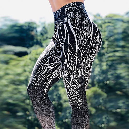 

Women's High Waist Yoga Pants Leggings Tummy Control Butt Lift Moisture Wicking Black / White Fitness Gym Workout Running Sports Activewear High Elasticity Skinny / Breathable