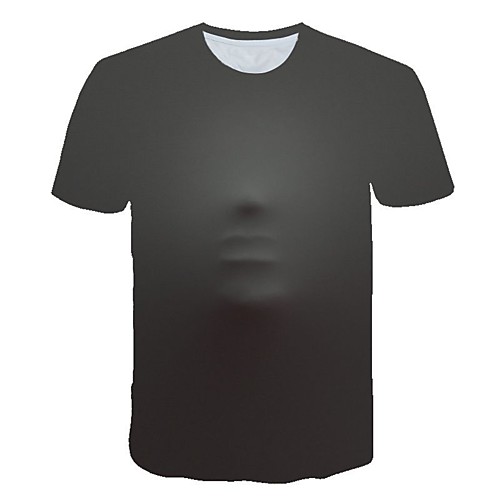 

Men's T shirt Geometric Plus Size Print Short Sleeve Daily Tops Basic Streetwear Black