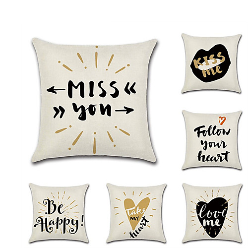 

Set of 6 Linen Pillow Cover Lip Print Lovers Wedding Throw Pillow 4545 cm