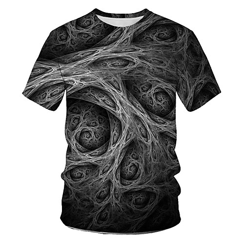 

Men's Geometric Galaxy Slim T-shirt Basic Holiday Round Neck Rainbow / Short Sleeve