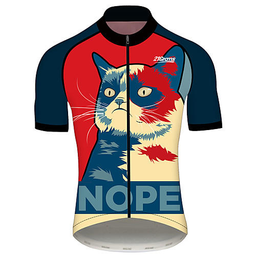 

21Grams Women's Short Sleeve Cycling Jersey Spandex Polyester RedBlue Cat Animal Bike Jersey Top Mountain Bike MTB Road Bike Cycling UV Resistant Breathable Quick Dry Sports Clothing Apparel