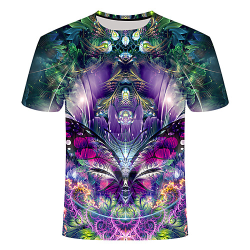 

Men's T shirt Geometric Plus Size Print Short Sleeve Daily Tops Basic Streetwear Blue