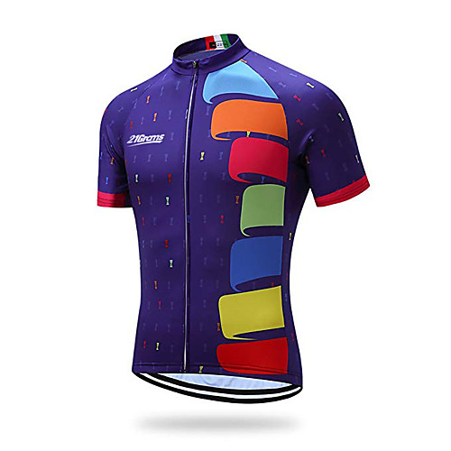 

21Grams Men's Short Sleeve Cycling Jersey Spandex Violet Bike Jersey Top Mountain Bike MTB Road Bike Cycling UV Resistant Quick Dry Breathable Sports Clothing Apparel / Stretchy